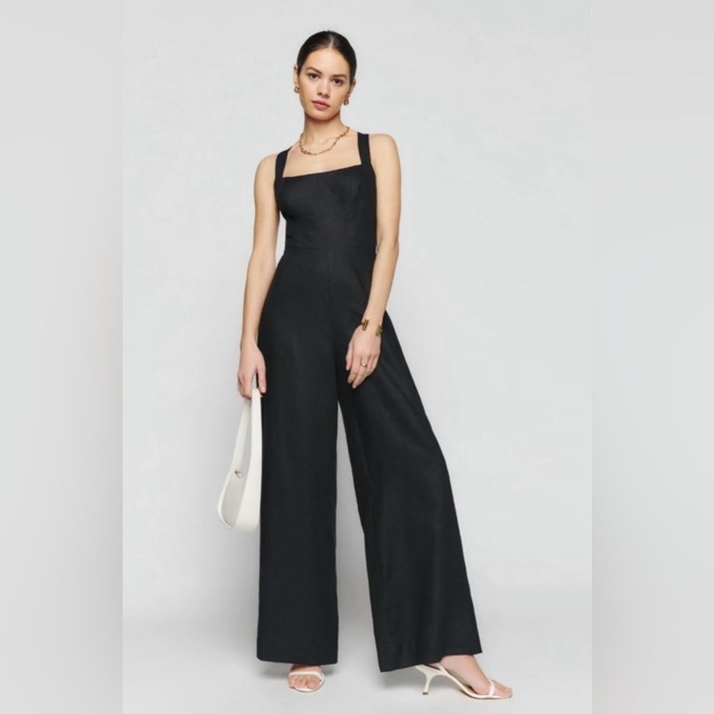 Reformation Autumn Linen Jumpsuit Black size 0